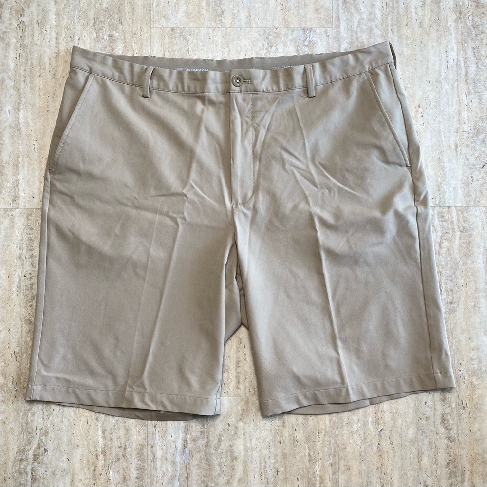 Greg Norman Golf Shorts Men 42 Khaki Tan Bundle Performance Flat‎ Front 2 Pack - Picture 9 of 13